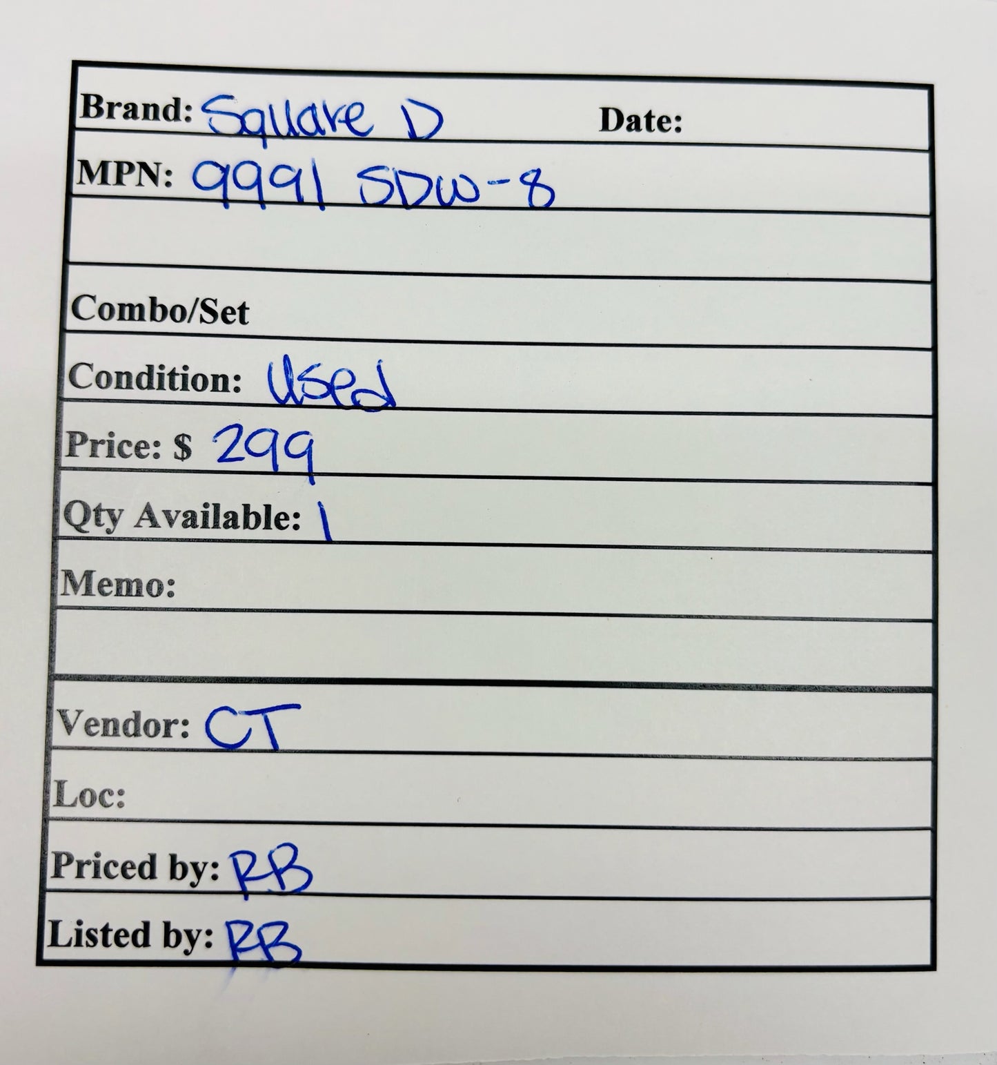 Square D 9991 SDW-8 Contactor Starter Enclosure NEMA 1 Motor Control Housing
