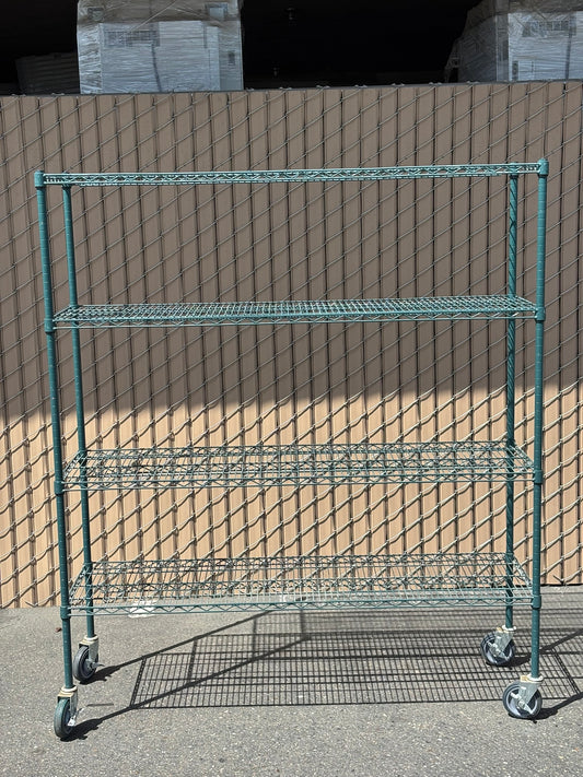 ULINE H-8275 Green Mobile Shelving 60 x 18 x 69" 1000lbs Capacity, 4-Shelf