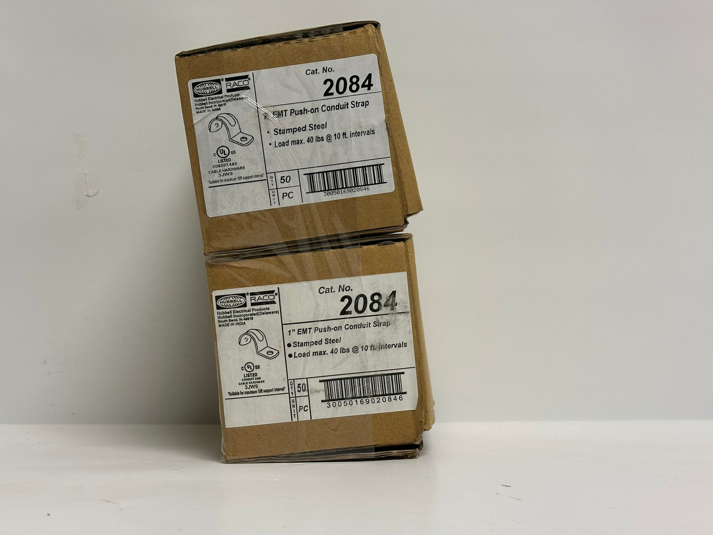 100 PK RACO 2084 1" EMT One-Hole Push-On Strap for Conduit Support