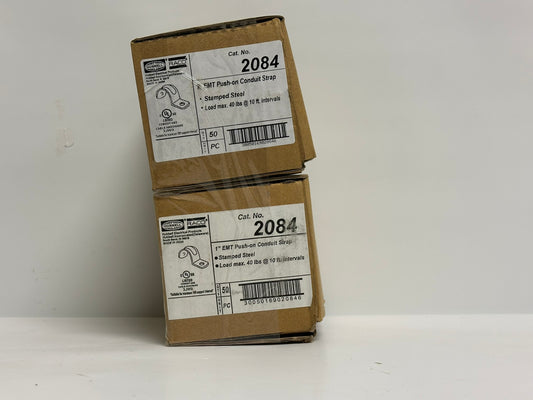 100 PK RACO 2084 1" EMT One-Hole Push-On Strap for Conduit Support