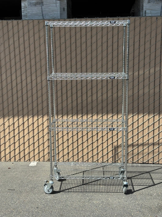 ULINE H-4254 Chrome Mobile Shelving 36 x 18 x 78" 1000lbs Capacity, 4-Shelf