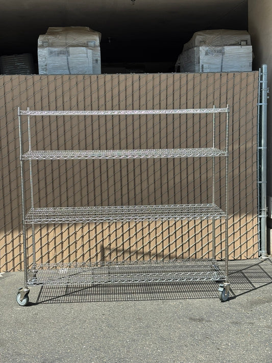 ULINE H-5455 Chrome Mobile Shelving 72 x 24 x 69" 1000lbs Capacity, 4-Shelf
