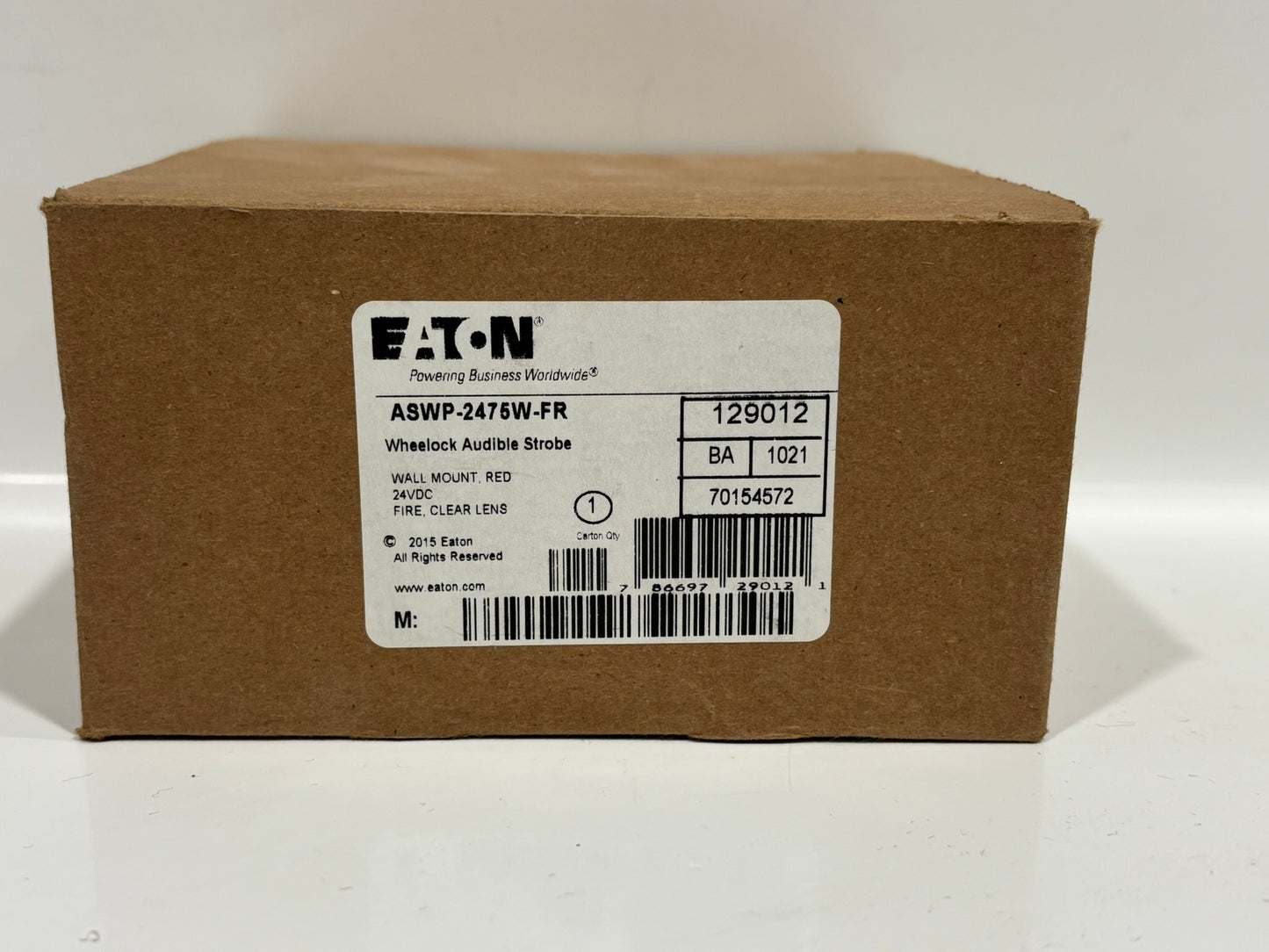 Eaton ASWP-2475-FR Wall-Mount Fire Alarm Strobe, 24V, Red, Outdoor Rated