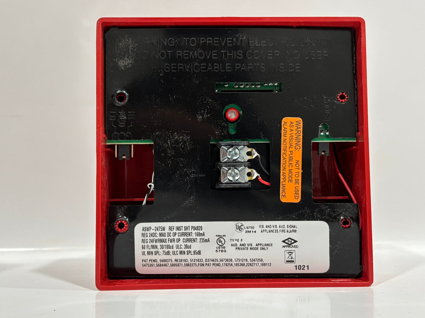 Eaton ASWP-2475-FR Wall-Mount Fire Alarm Strobe, 24V, Red, Outdoor Rated