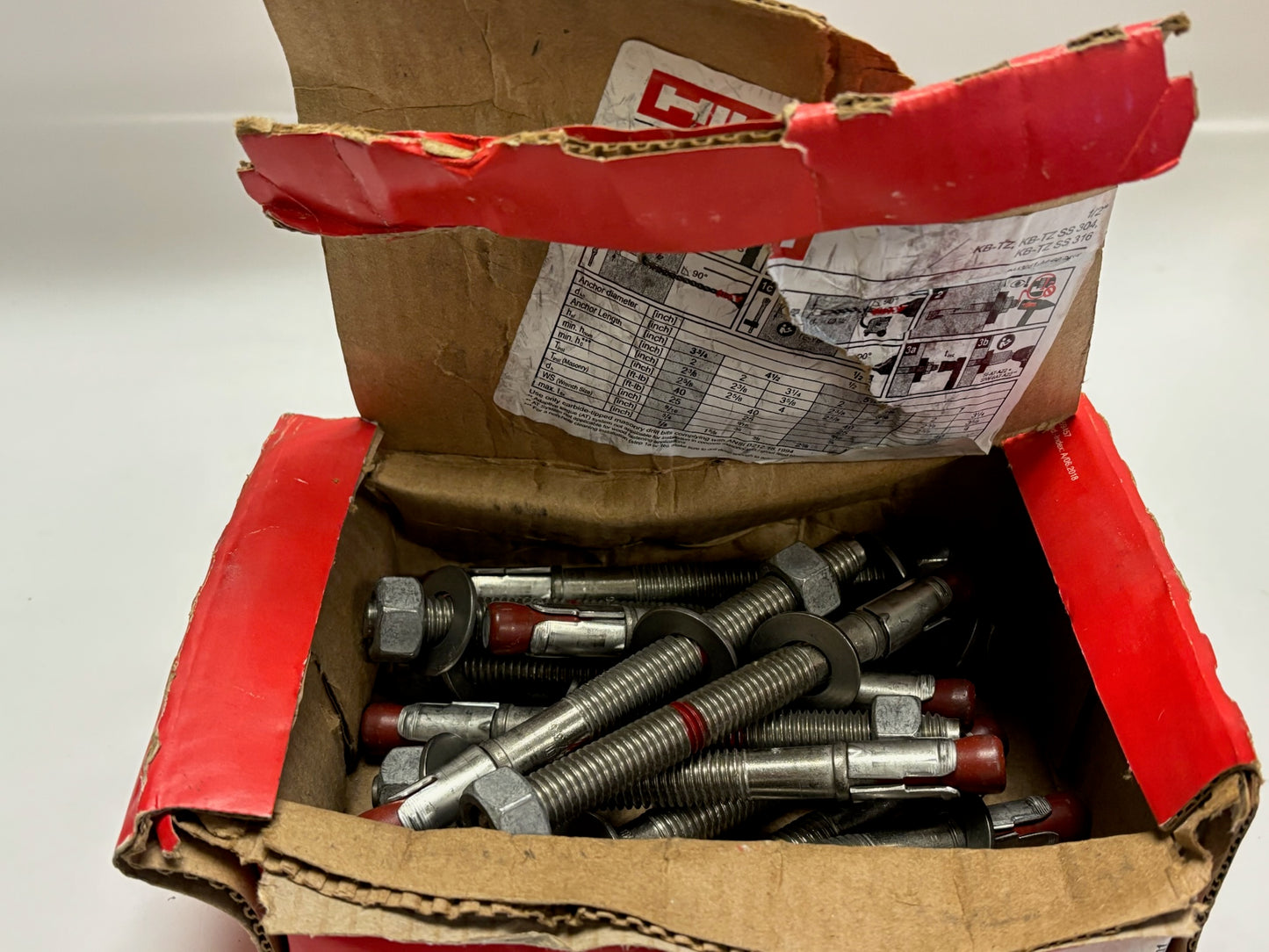 11 PK Hilti KB-TZ2 S5316 Wedge Anchor – SS316, Seismic-Rated for Concrete