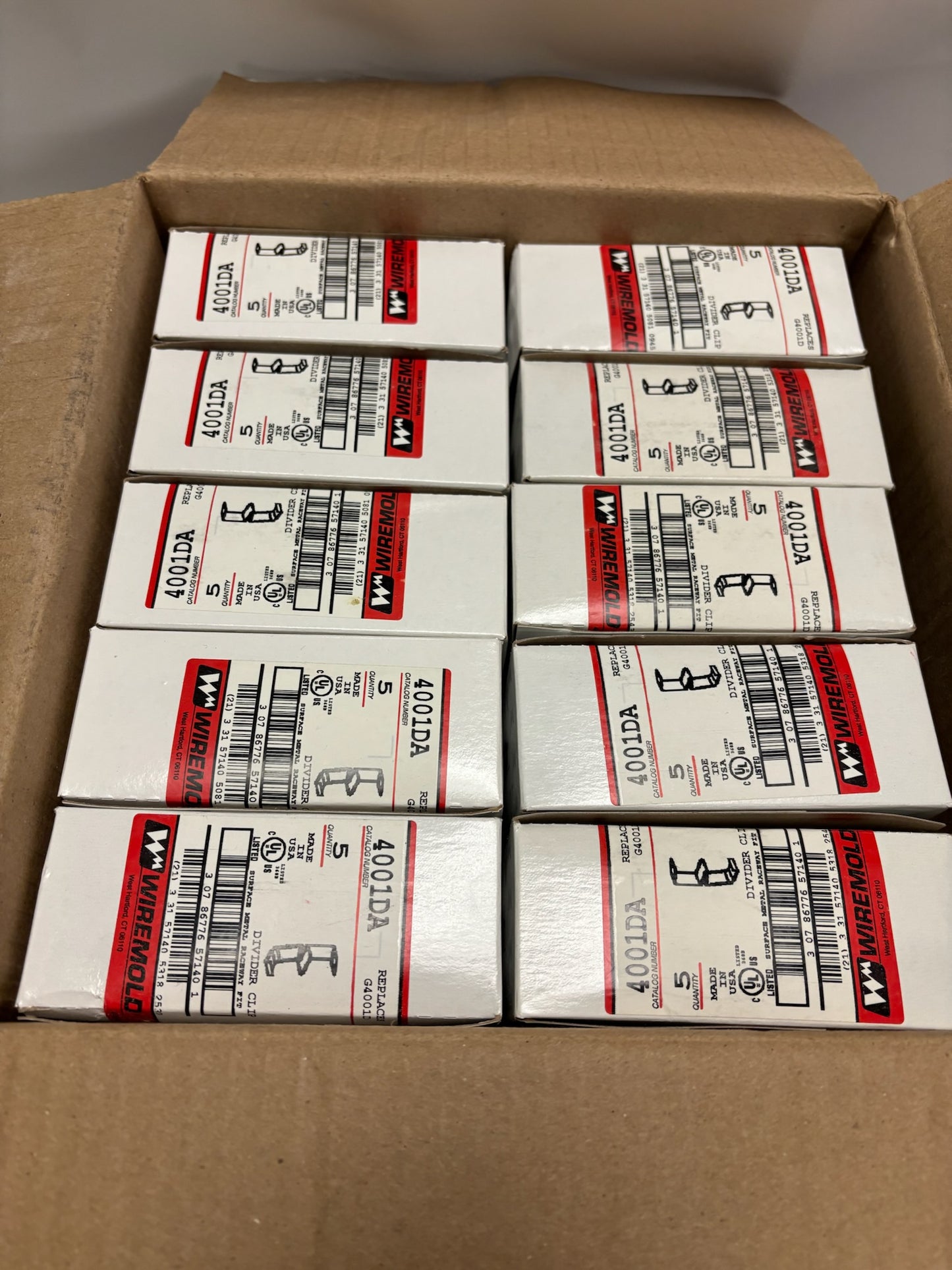 10 PK Wiremold 4001DA Divider Clip – Secures G4000D in 4000 Series Raceway