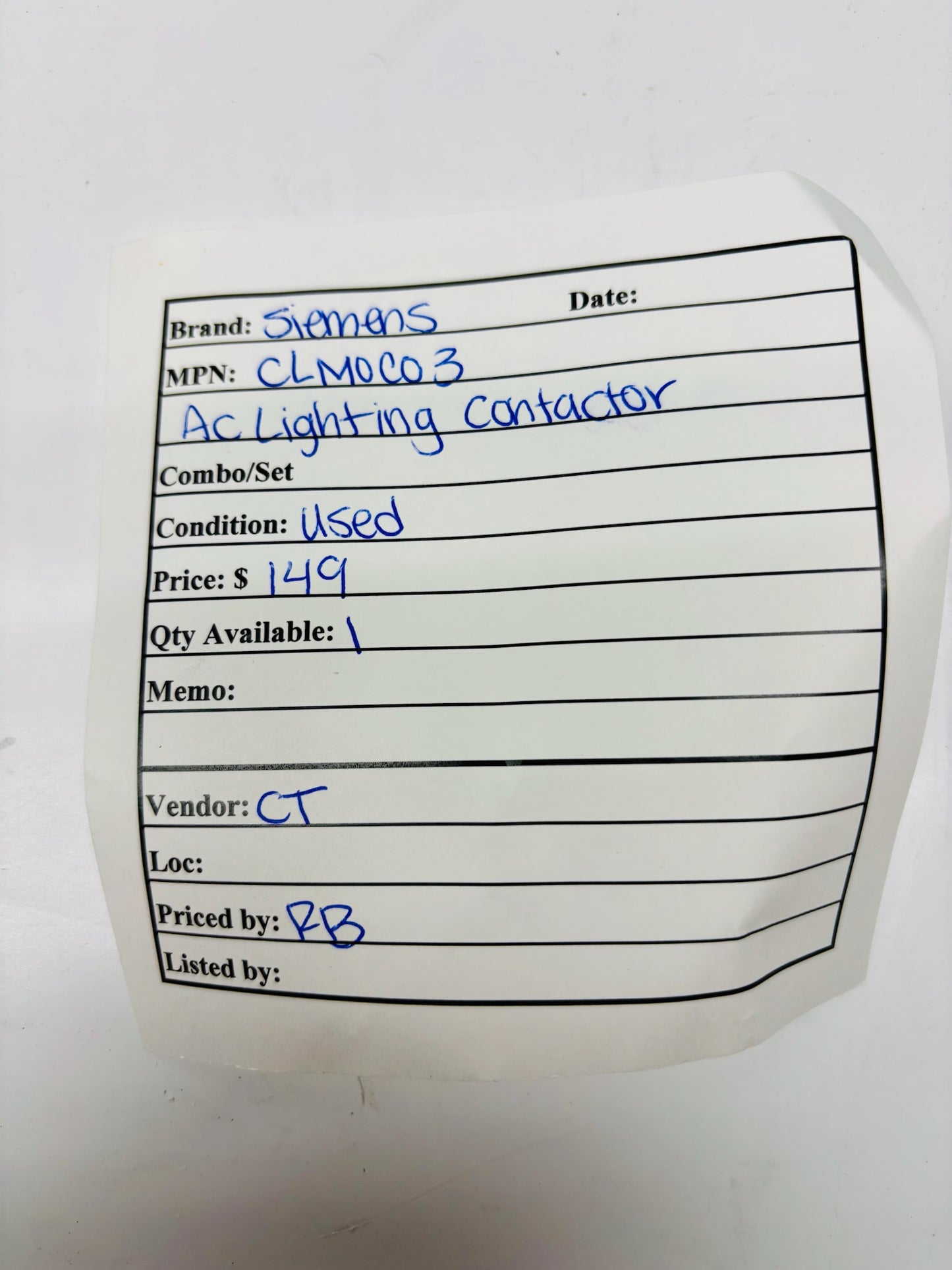 Siemens CLMC03 Three-Pole Motor Starter Contactor