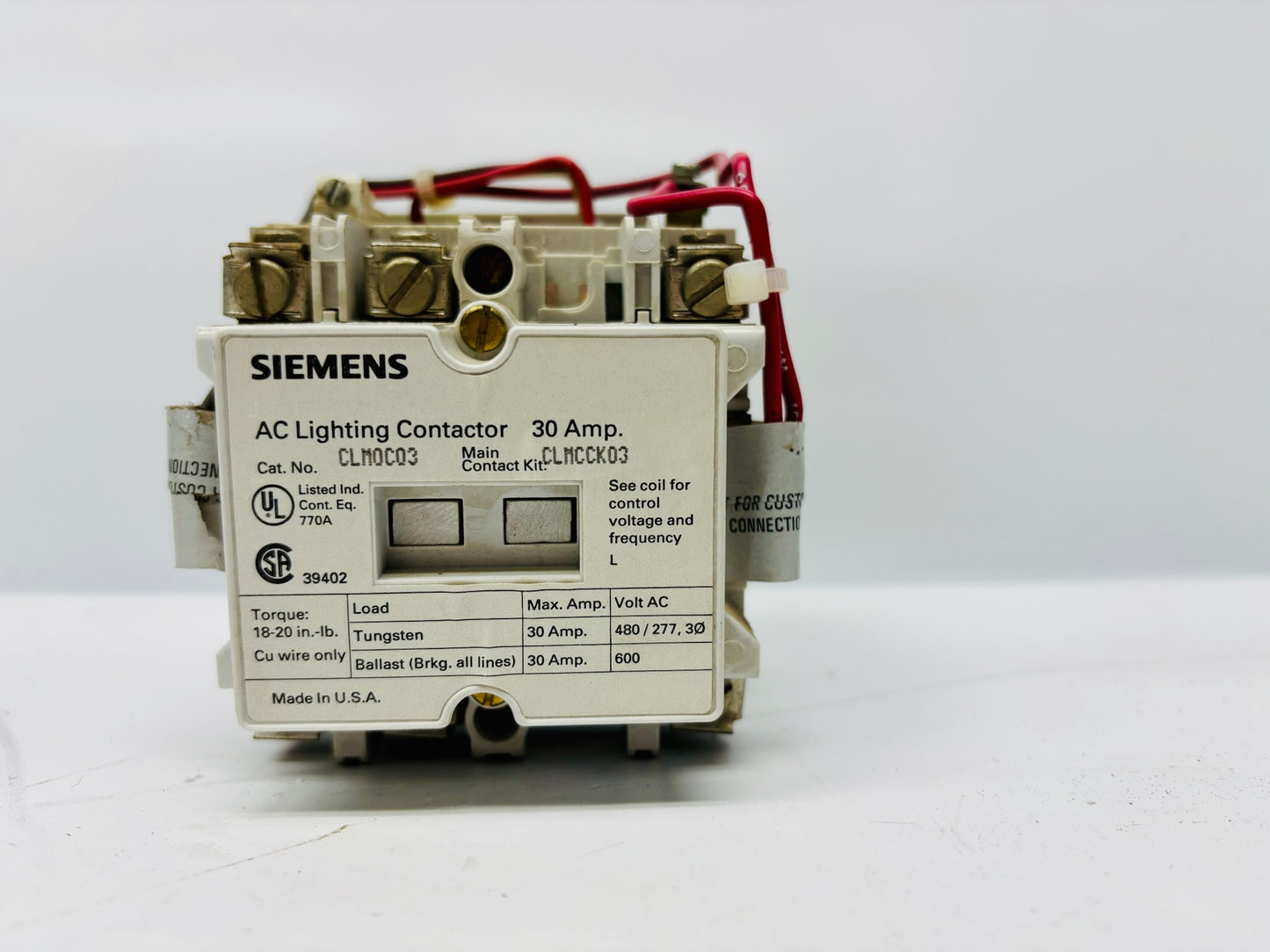 Siemens CLMC03 Three-Pole Motor Starter Contactor