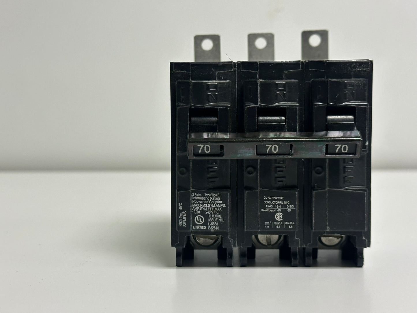 Siemens B370 – 70A 3-Pole Bolt-On Circuit Breaker for 240V Systems