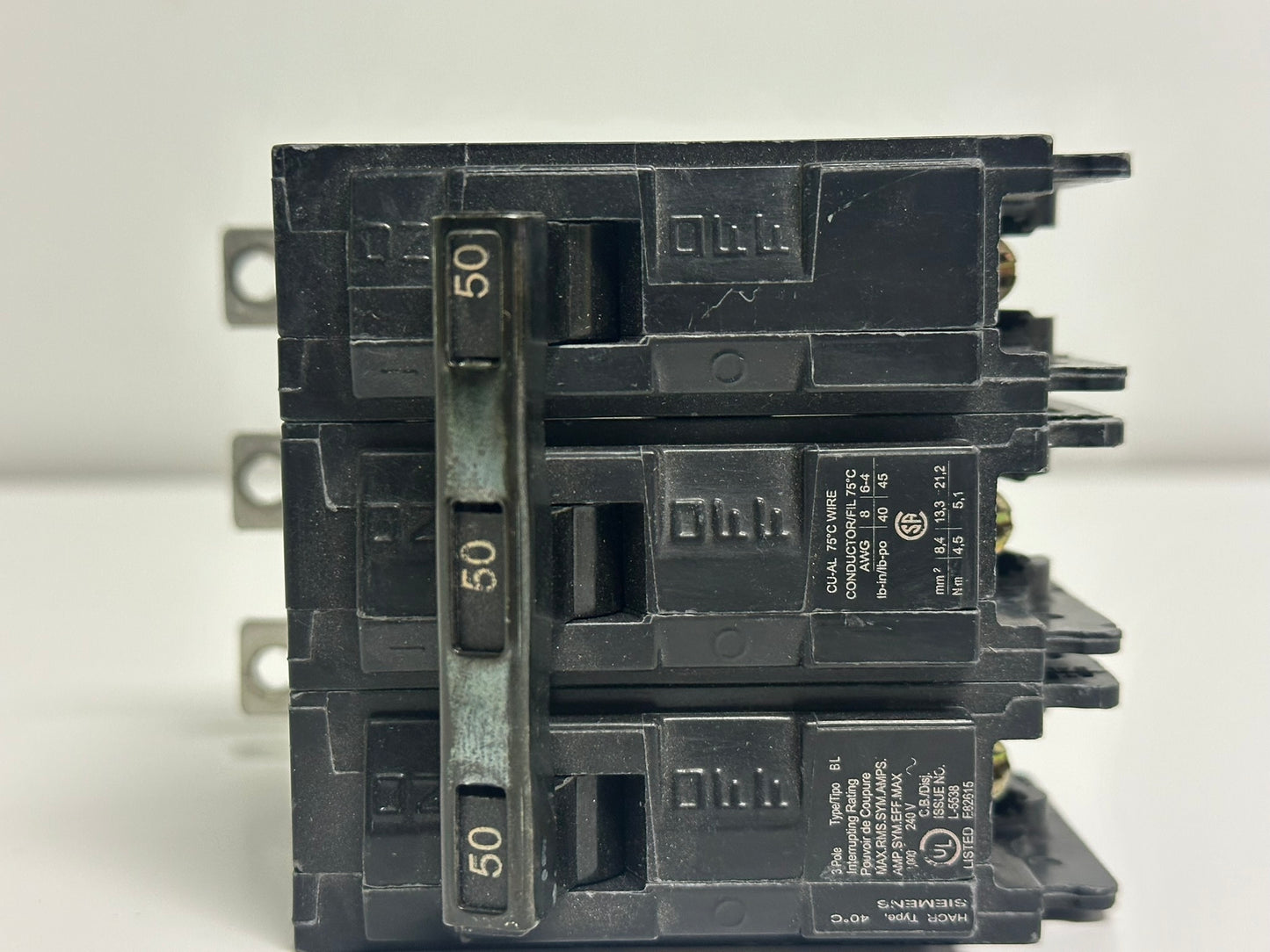 Siemens B350 – 50A 3-Pole Bolt-On Circuit Breaker for 240V Systems