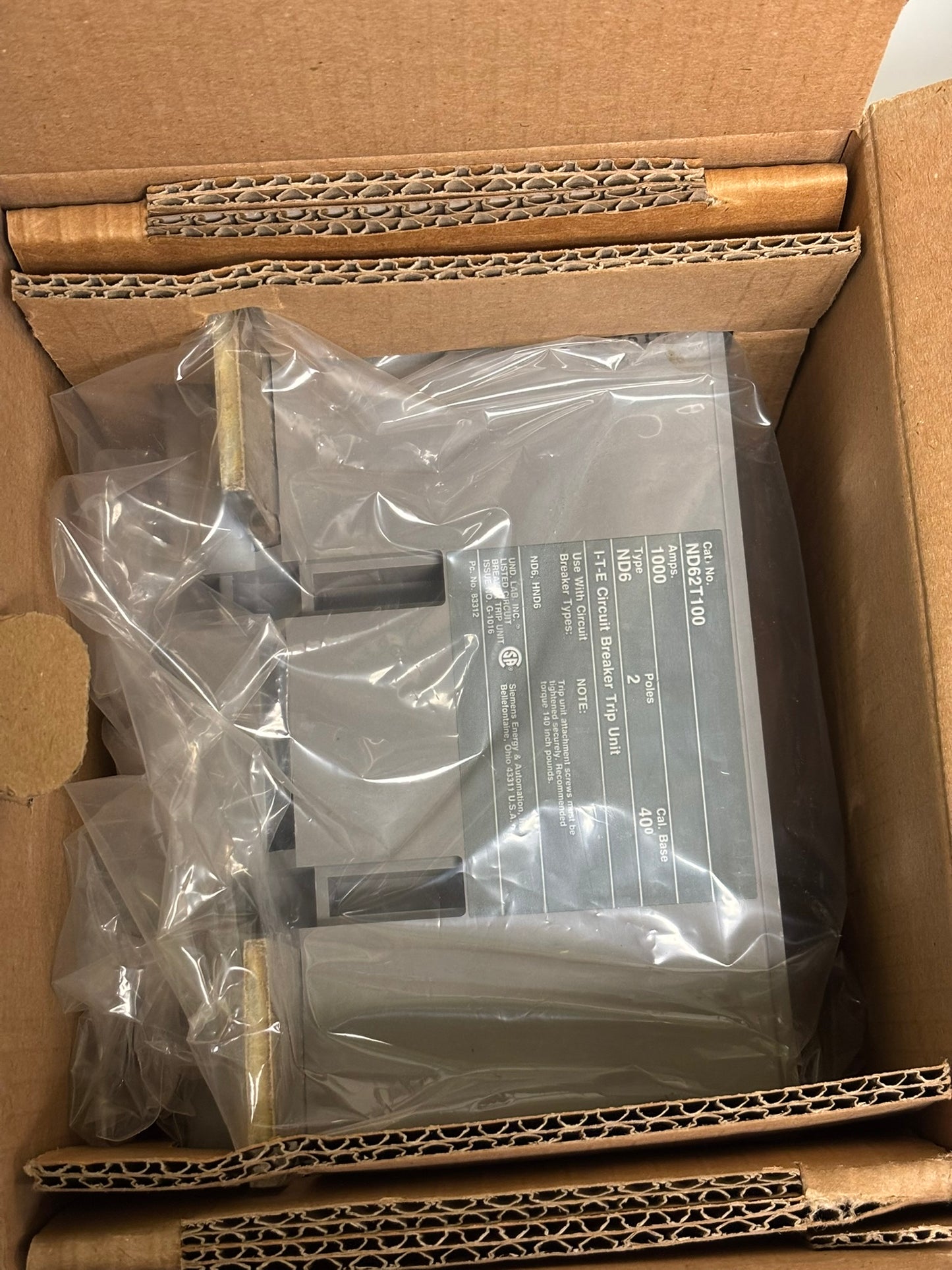 Siemens ND62T100 Sentron MCCB Trip Unit Only, 2P, 1000A, 600V