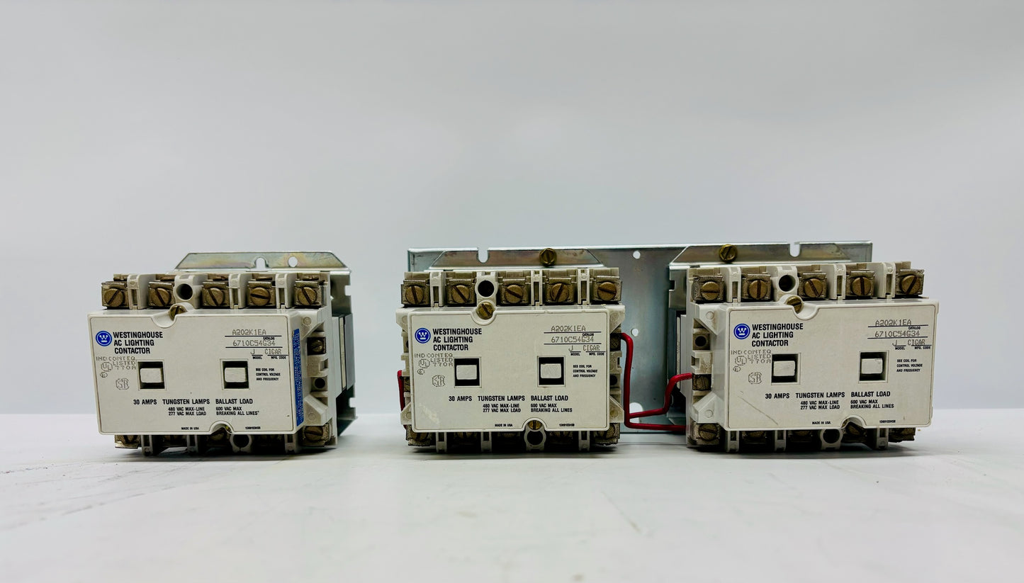 3 Pk Westinghouse A202K1EA AC Lighting Contactor, 30A, 110–120VAC