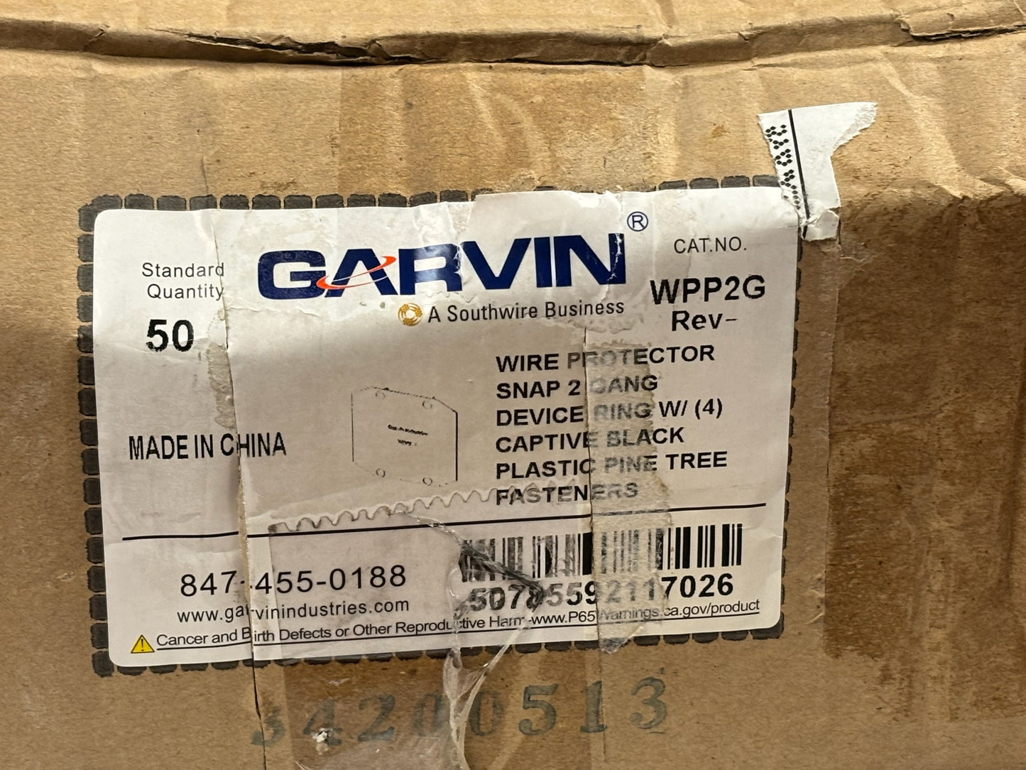 48 PK Garvin WPP2G 2-Gang Steel Wall Plate – Protects Boxes During Drywall Work