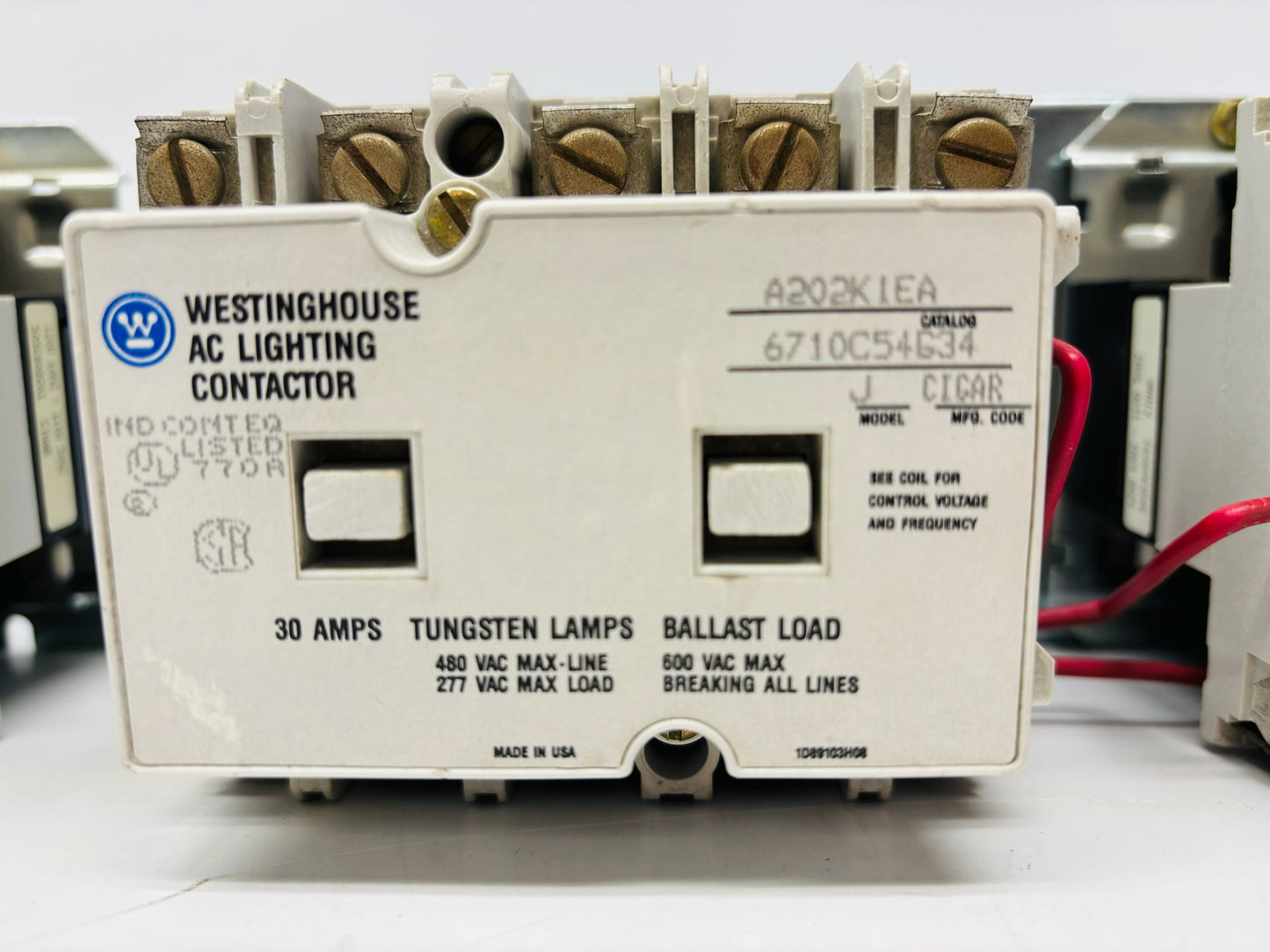 3 Pk Westinghouse A202K1EA AC Lighting Contactor, 30A, 110–120VAC