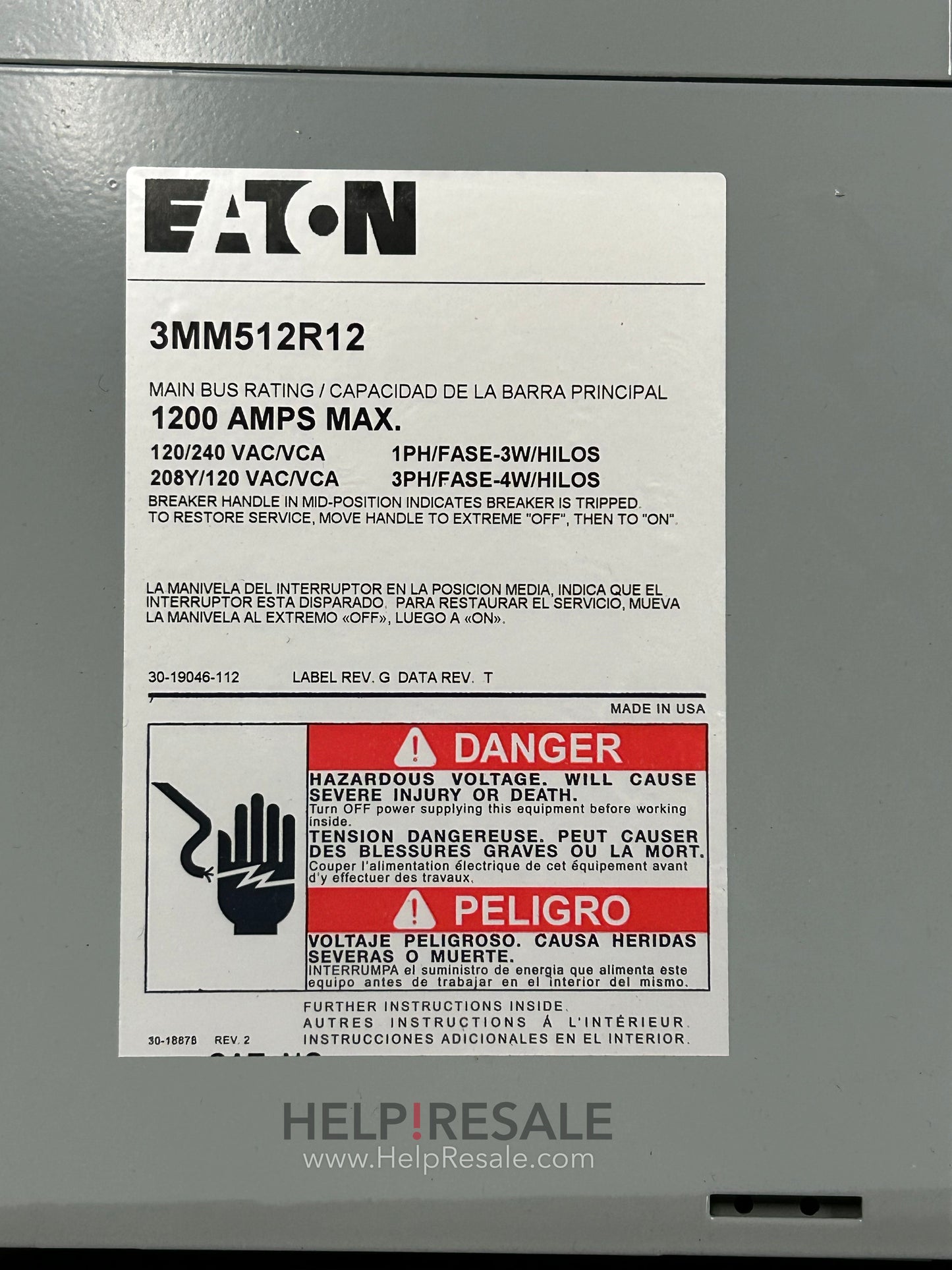 New Open Box Eaton - Multiple Meter Residential (3MM512R12) 1200A 5 Meter 125A Ring