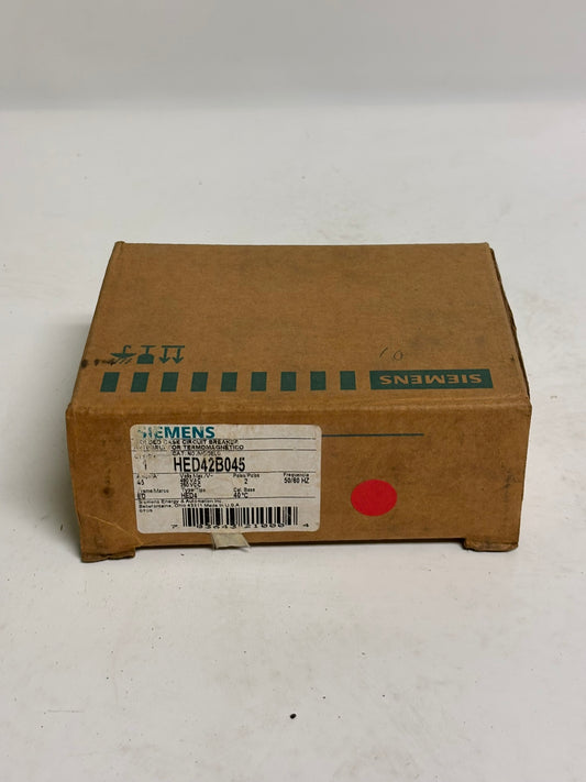Siemens HED42B045 Molded Case Circuit Breaker, 2p, 45A, 480 VAC, 50/60HZ