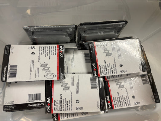 15 PK Red Dot WGF100-CV Weatherproof GFCI Cover, Vertical, Zinc Die-Cast, Gray