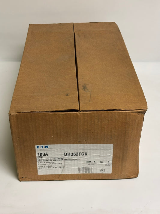 Eaton DH363FGK Safety Switches DH 3P 100A 600V 50/60Hz 3Ph Fusible 3Wire EA