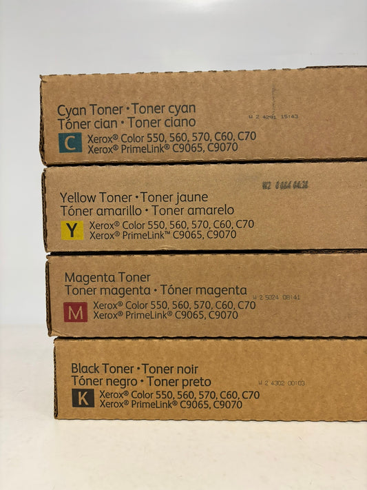 4 Genuine Xerox Color 550,560,570,C60,C70 PrimeLink C9065, C9070 CMYK Toners