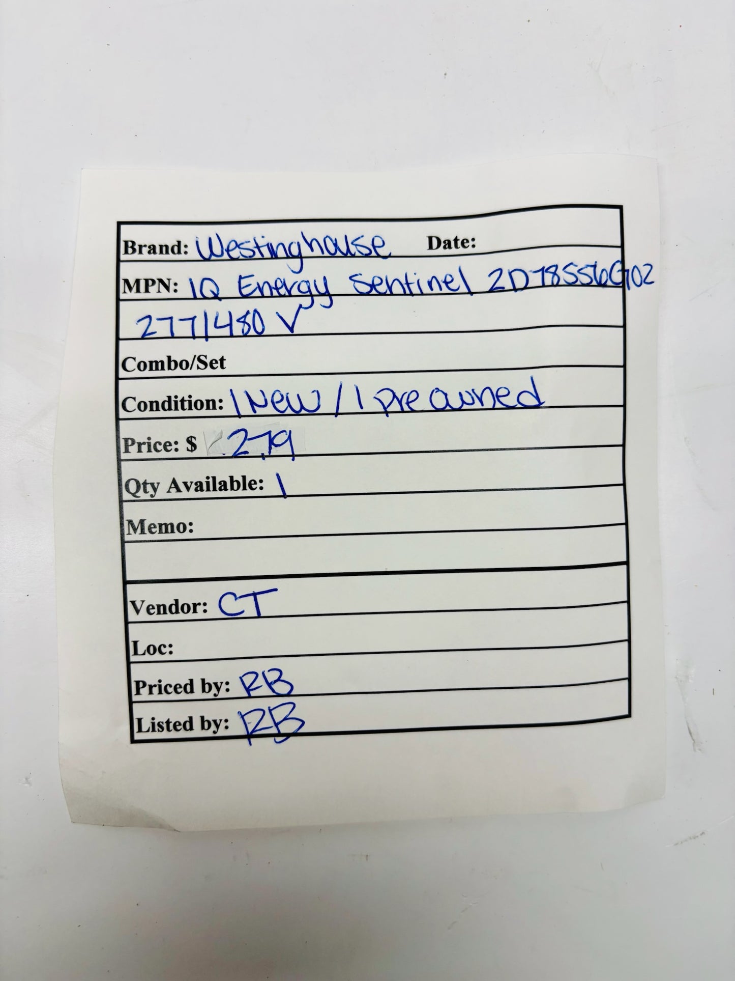 2 Pk Westinghouse 2D78556G02 IQ Energy Sentinel , F-Frame 277/480V AC