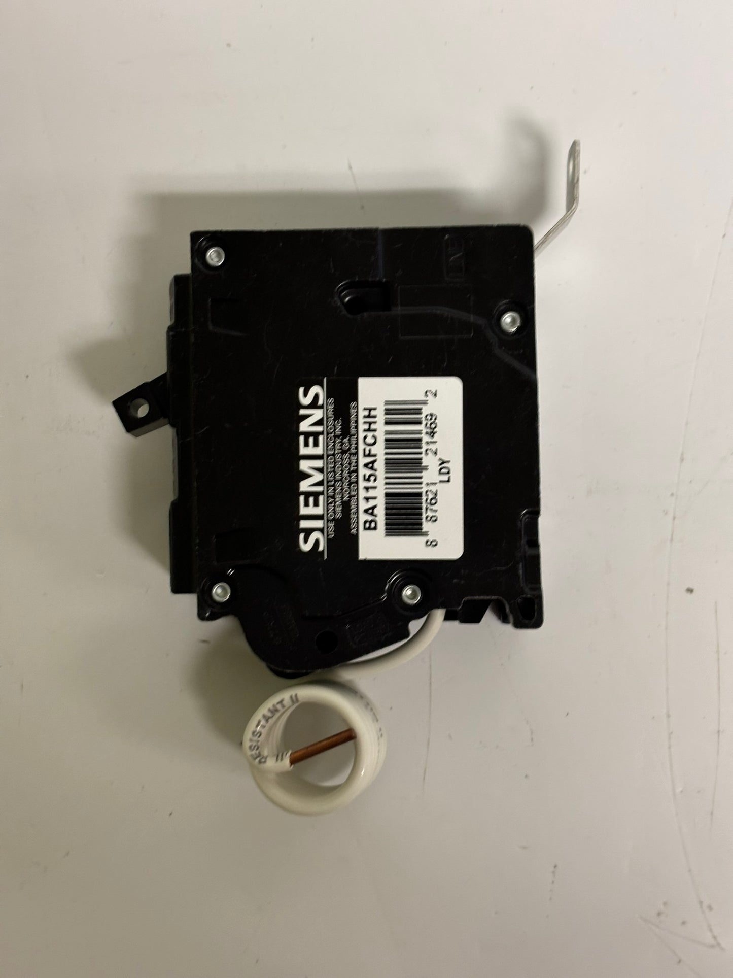 Siemens BA115AFCHH Insta-Wire Combination Type Arc Fault Circuit Interrupter, 15A, 1-Pole, 120VAC