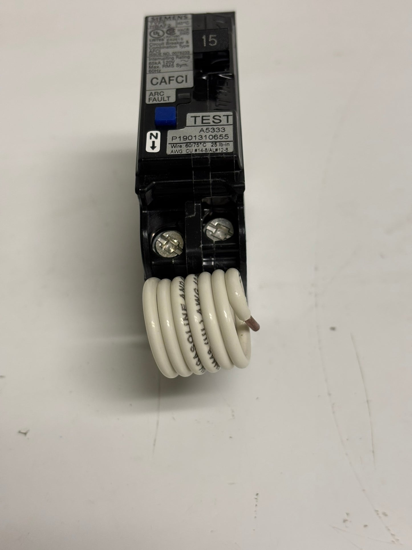 Siemens BA115AFCHH Insta-Wire Combination Type Arc Fault Circuit Interrupter, 15A, 1-Pole, 120VAC