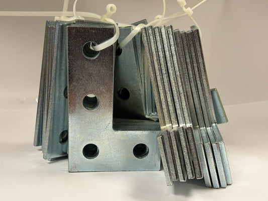 33 PK B‑Line B143 4‑Hole Zinc‑Plated Flat Corner Plate for Strut Systems