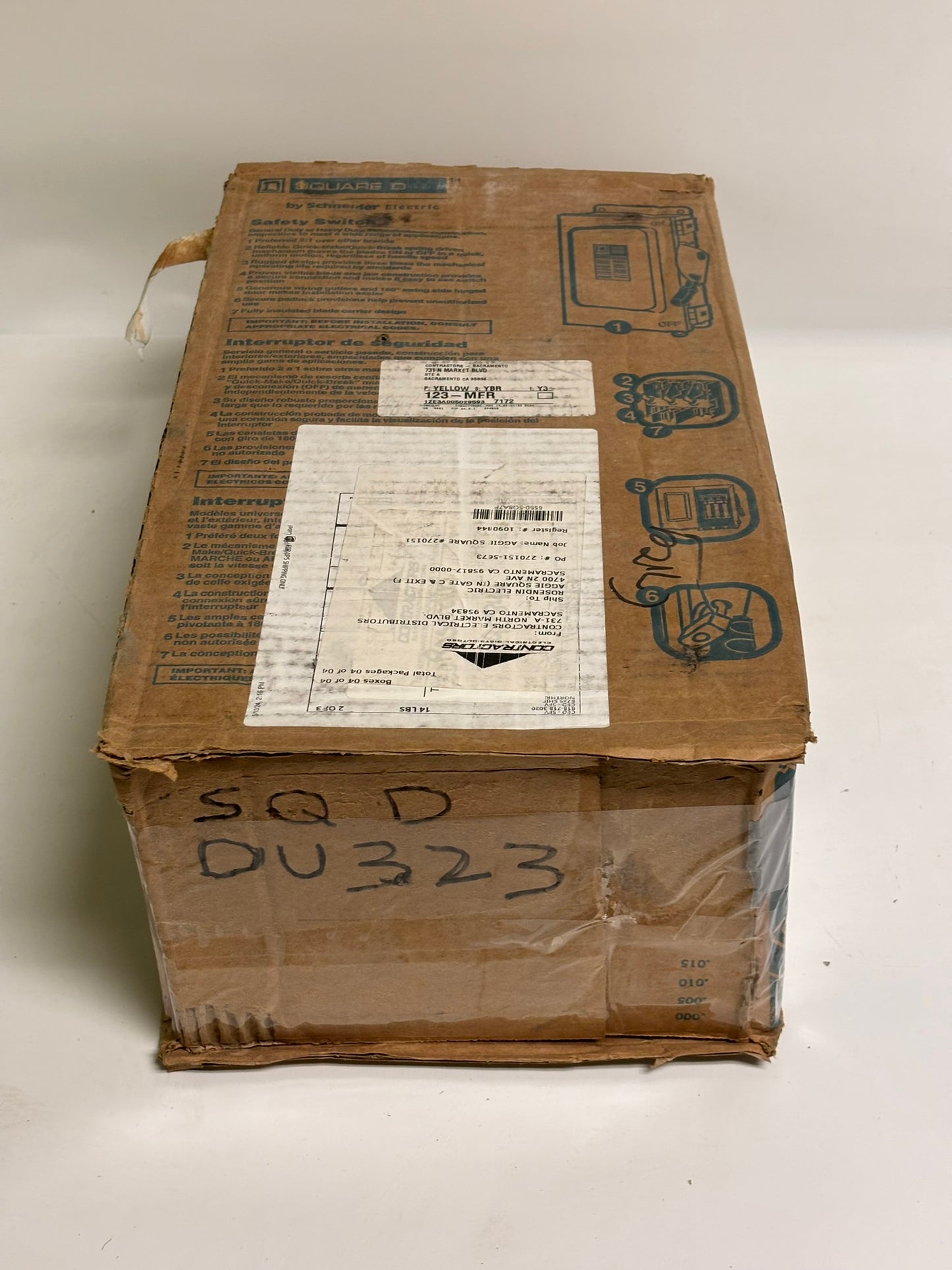 Square D DU323 General Duty Safety Switch, Non-Fusible, 100A, 3 Wire, 3-Poles