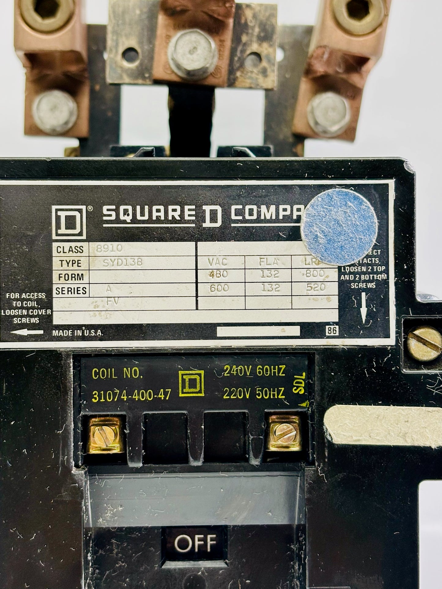 Square D 8910SYD138 Three-Pole Magnetic Contactor