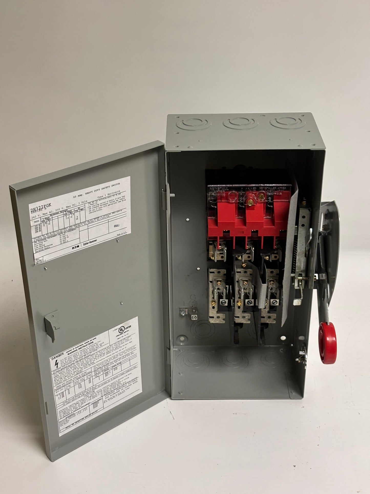 Eaton DH322FGK Enhanced Visible Blade Single-Throw Safety Switch, 60 A