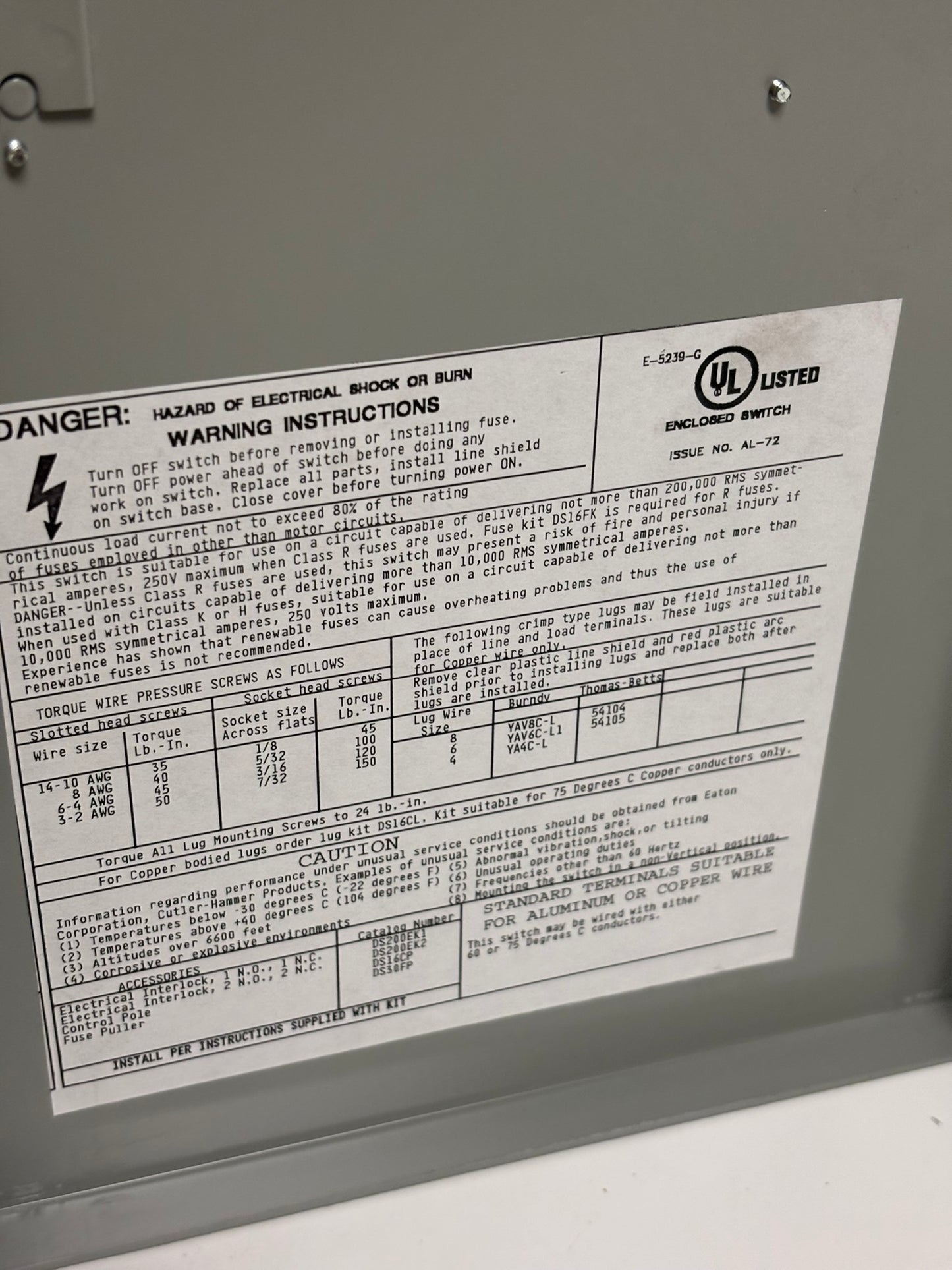 Eaton DH322FGK Enhanced Visible Blade Single-Throw Safety Switch, 60 A