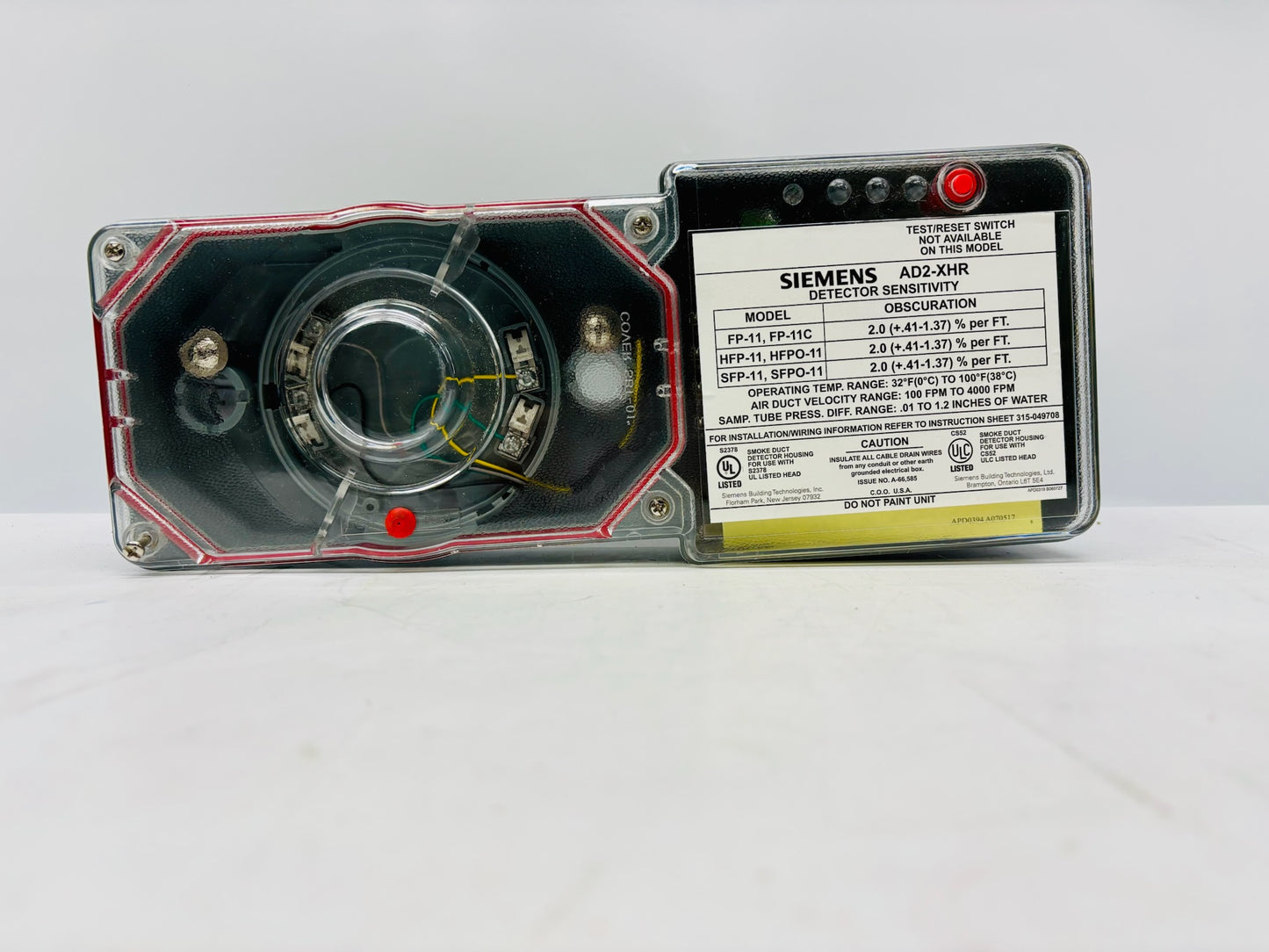 Siemens AD2-XHR Air Duct Monitoring Housing