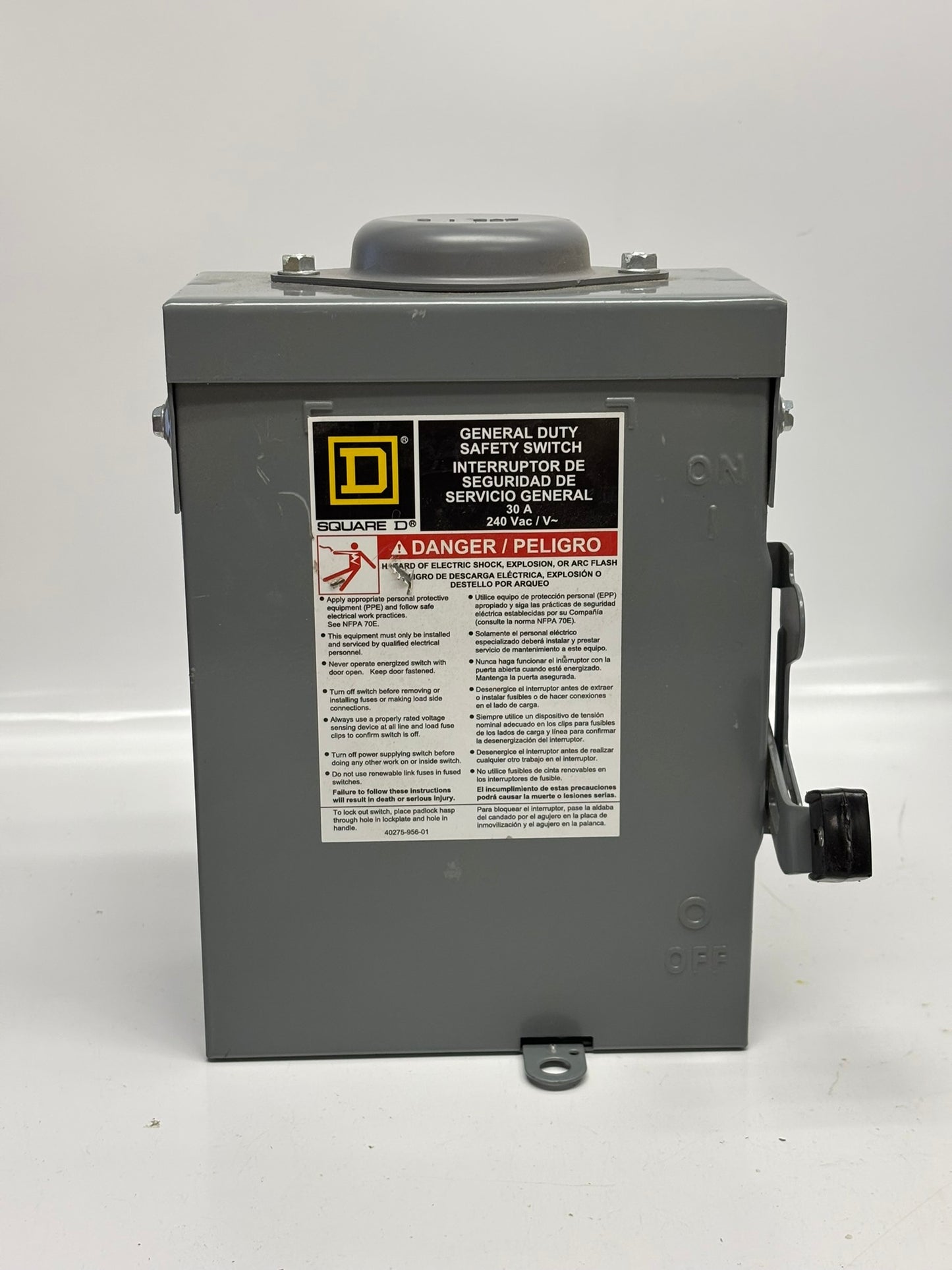 Square D D321NRB General Duty Safety Switch, Raintight, 30 A, 240 Vac, No Box