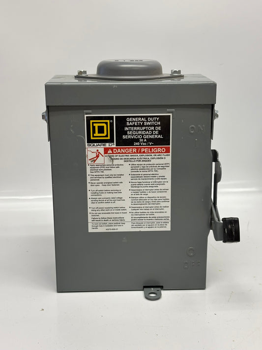 Square D D321NRB General Duty Safety Switch, Raintight, 30 A, 240 Vac, No Box