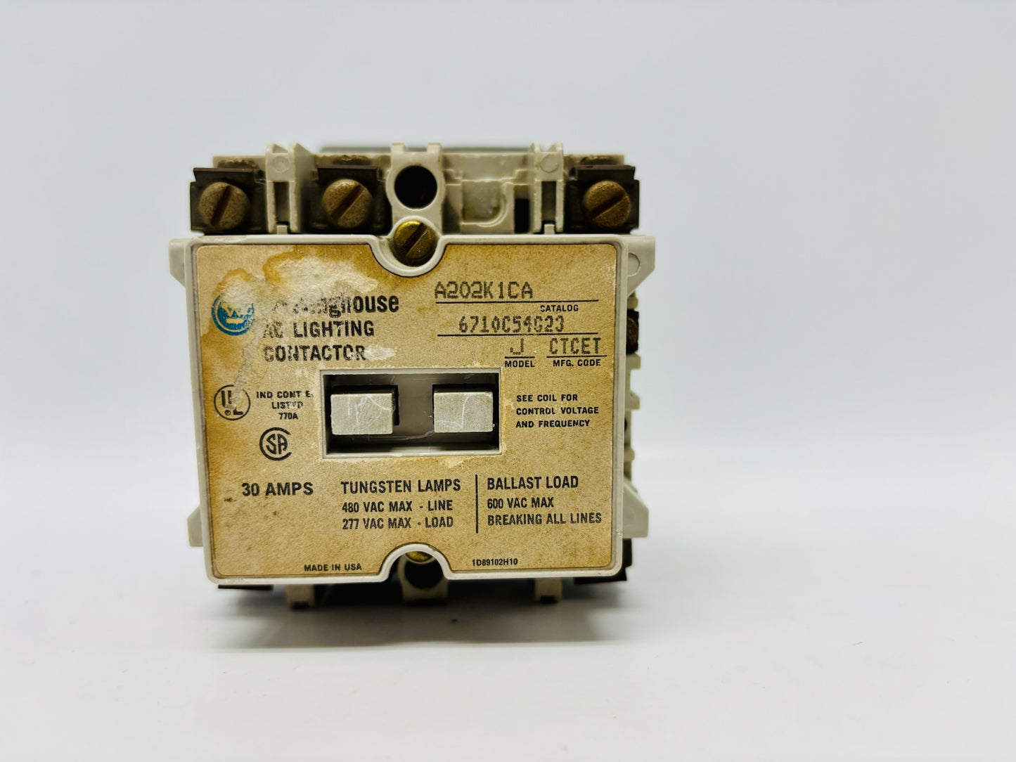 Westinghouse Electric Corporation A202K1CA Lighting Contactor