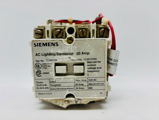Siemens CLM0C04 AC Lighting Contactor, 30A (Pre-Owned)