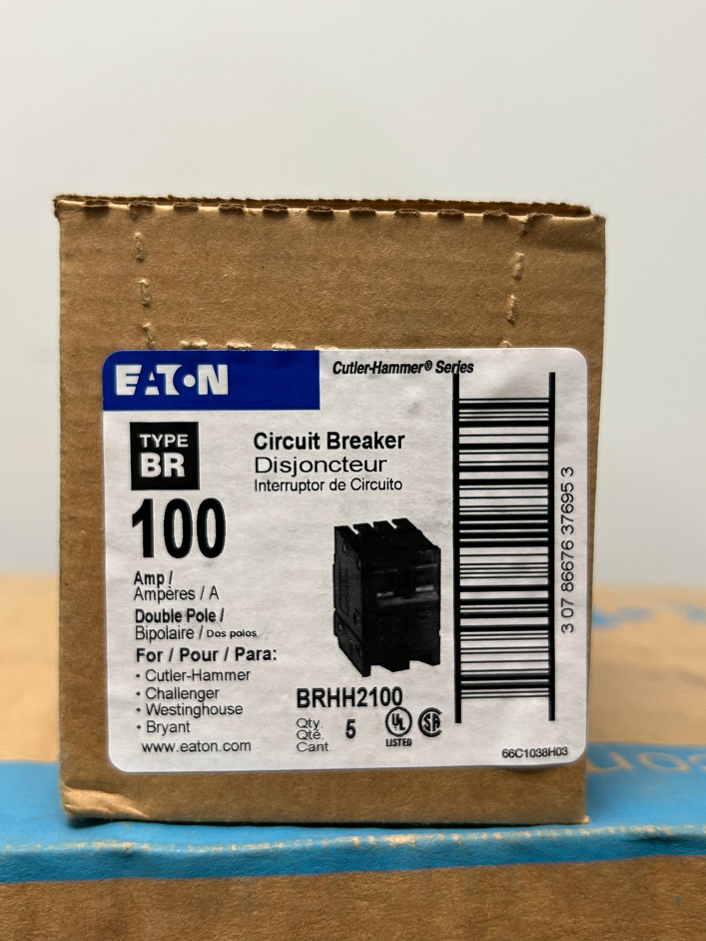 EATON Circuit Breaker Type BR. 100 AMP (BRHH2100) 120/240V 2 Poles (5 in pack)