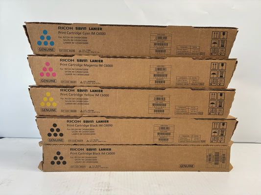 5 OEM Ricoh IM C4500,C6000 Cyan,Mag,Yel & Blk Toner 842279,842280,81,82 CMYKK