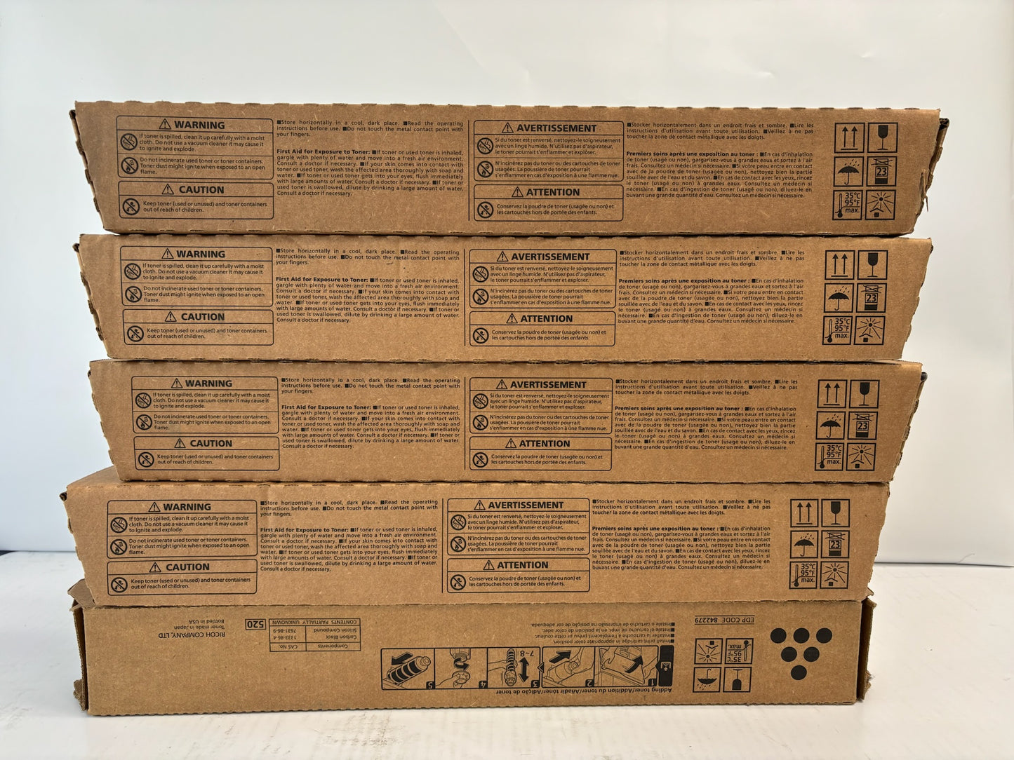 5 OEM Ricoh IM C4500,C6000 Cyan,Mag,Yel & Blk Toner 842279,842280,81,82 CMYKK