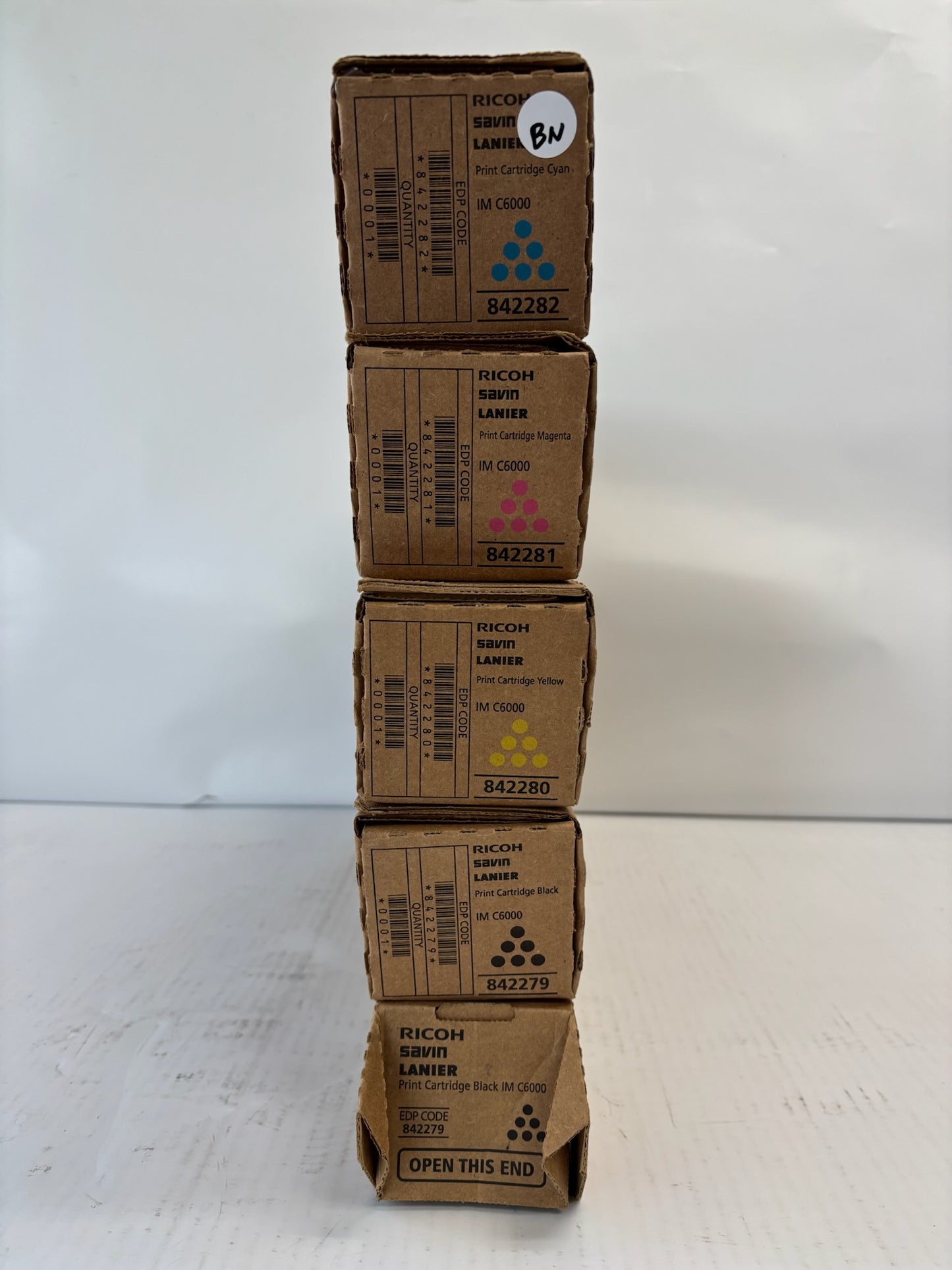 5 OEM Ricoh IM C4500,C6000 Cyan,Mag,Yel & Blk Toner 842279,842280,81,82 CMYKK