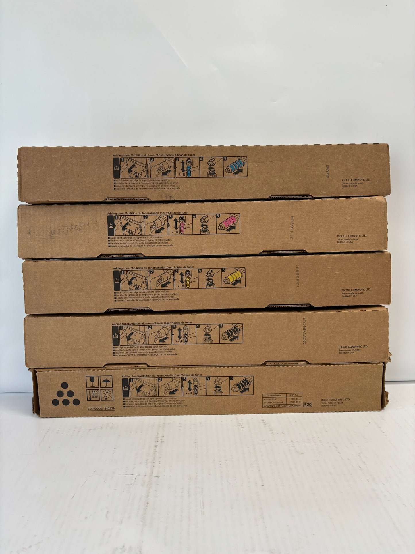 5 OEM Ricoh IM C4500,C6000 Cyan,Mag,Yel & Blk Toner 842279,842280,81,82 CMYKK