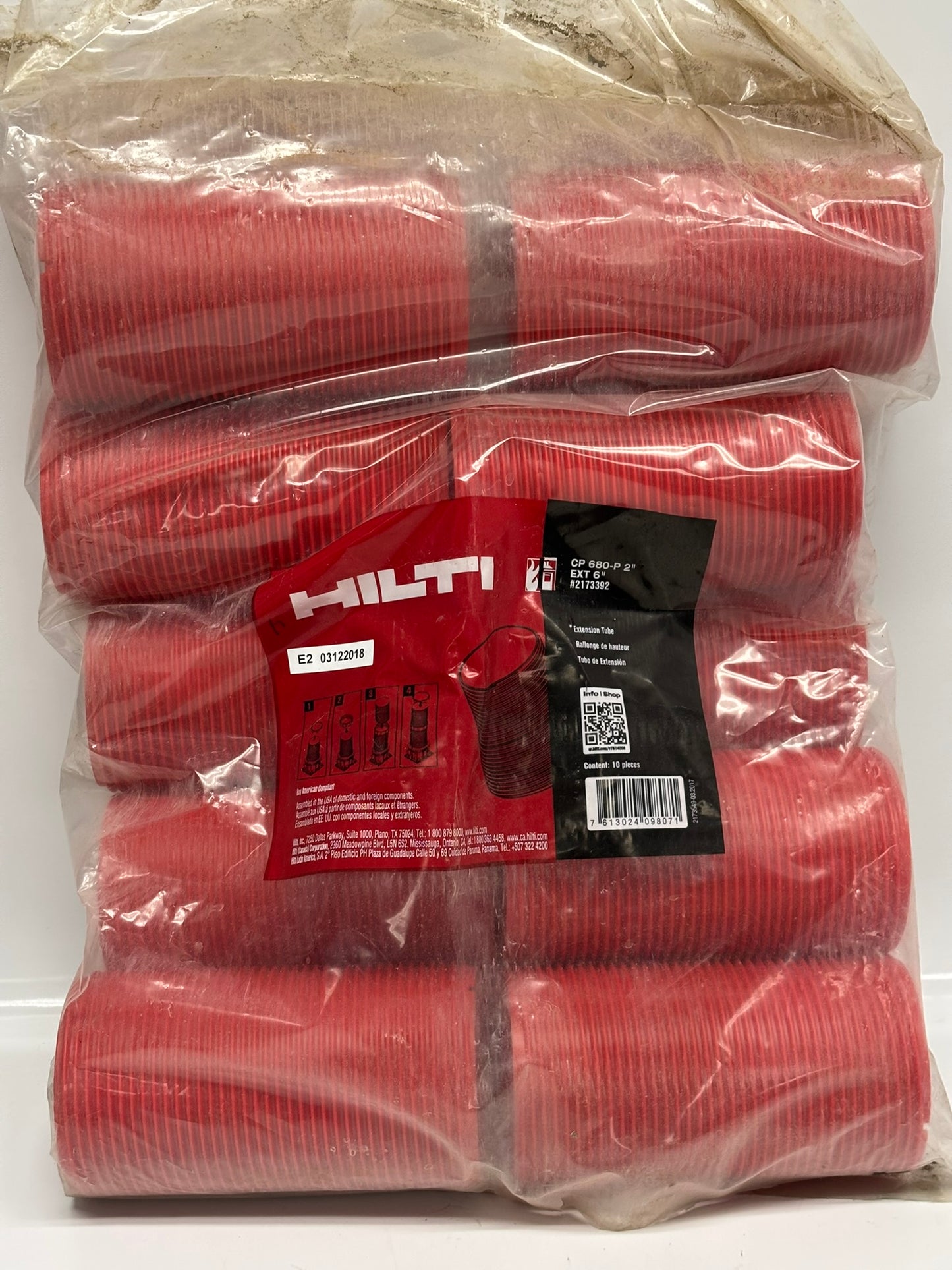 10-Pack HILTI CP 680-P 2" (#2173392) Extension Tube EXT 6"