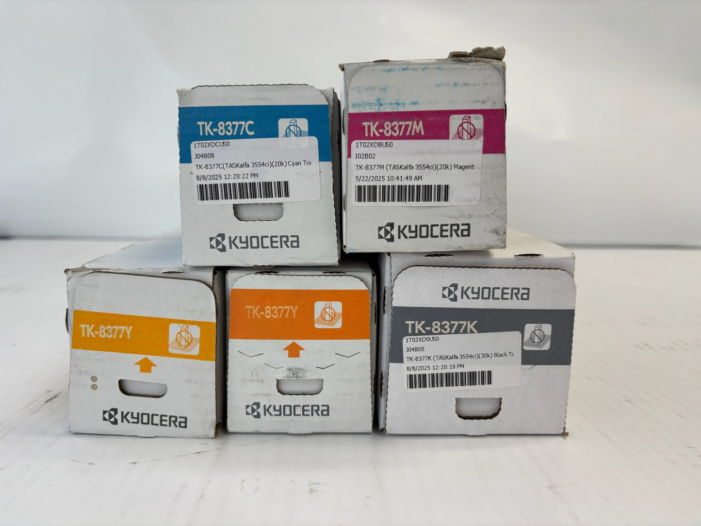 5 Genuine Kyocera TASKalfa 3554ci Cyan, Mag, Yellow & Black Toners TK-8377 CMYYK