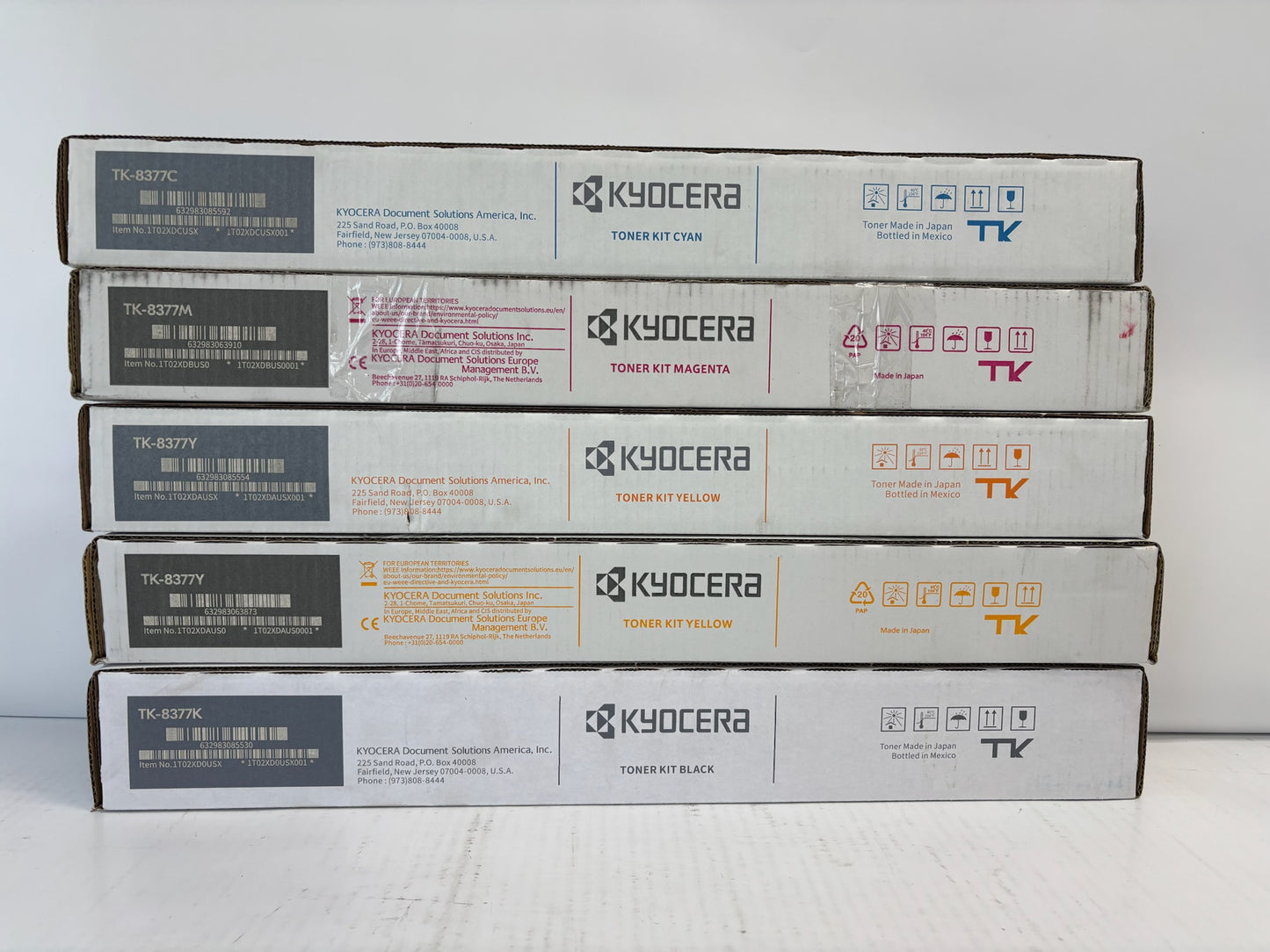 5 Genuine Kyocera TASKalfa 3554ci Cyan, Mag, Yellow & Black Toners TK-8377 CMYYK