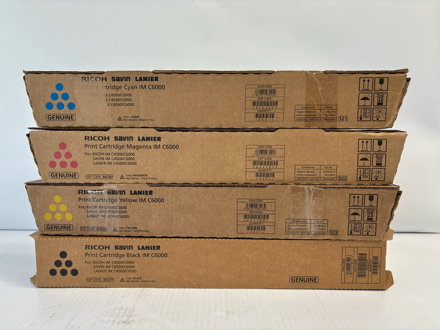 4 Genuine Ricoh IM C4500,C6000 CMYK Toner 842279,842280,842281,842282