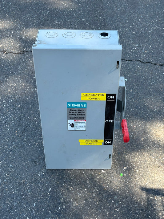 Siemens DTNF322 Non-Fusible Double Throw Safety Switch, 60A, 240VAC, 250VDC, No Box