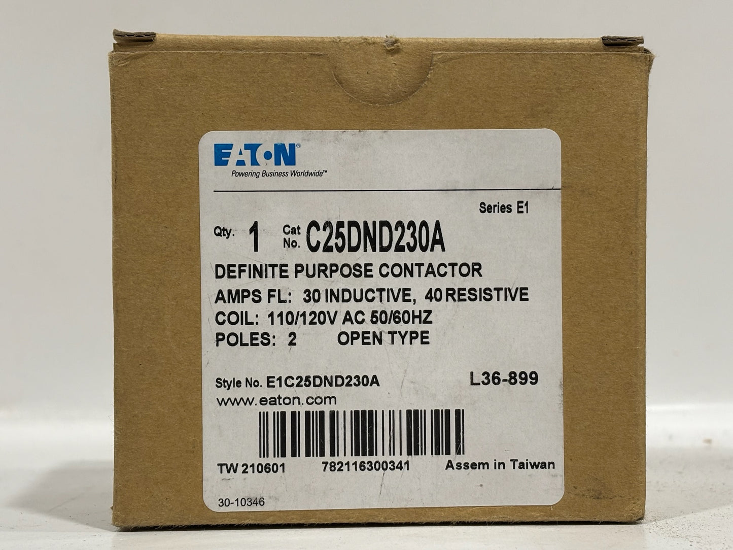 Eaton C25DND230A 2-Pole 30A Contactor – 120V Coil for HVAC Applications