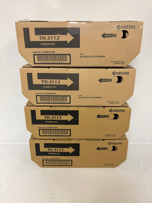 4 Genuine Kyocera Ecosys FS-4100DN Black Toner Cartridges TK-3112 , 1T02MT0US0