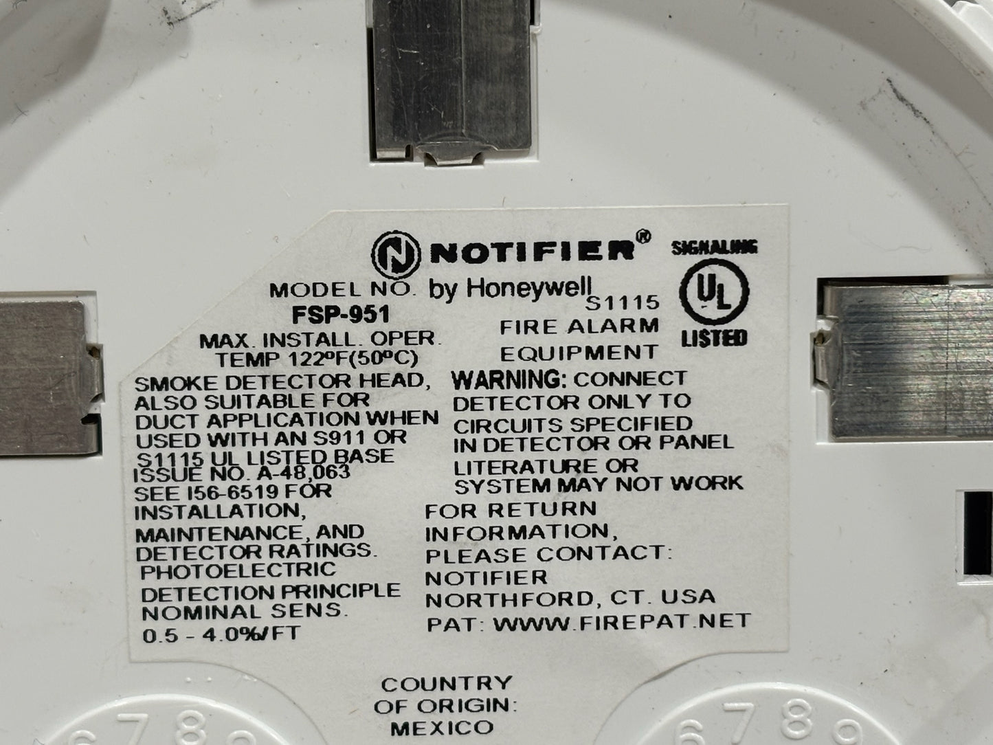 No box Notifier FSP-951 Intelligent Photoelectric Smoke Detector – Addressable Type