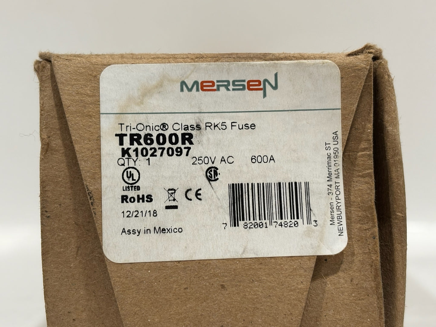Mersen TR600R 600A Class RK5 Time-Delay Fuse – 250V AC/DC, Current-Limiting